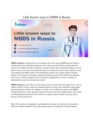 little known ways to mbbs in russia