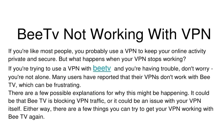 beetv not working with vpn