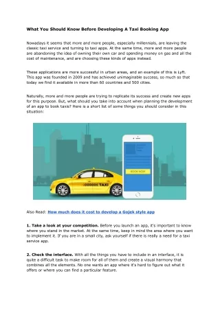 what you should know before developing a taxi