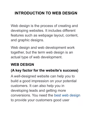 introduction to web design