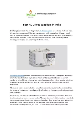 best ac drives suppliers in india