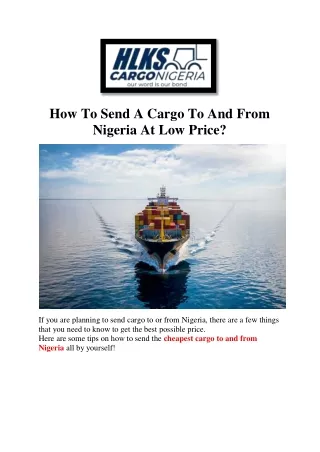 how to send a cargo to and from nigeria