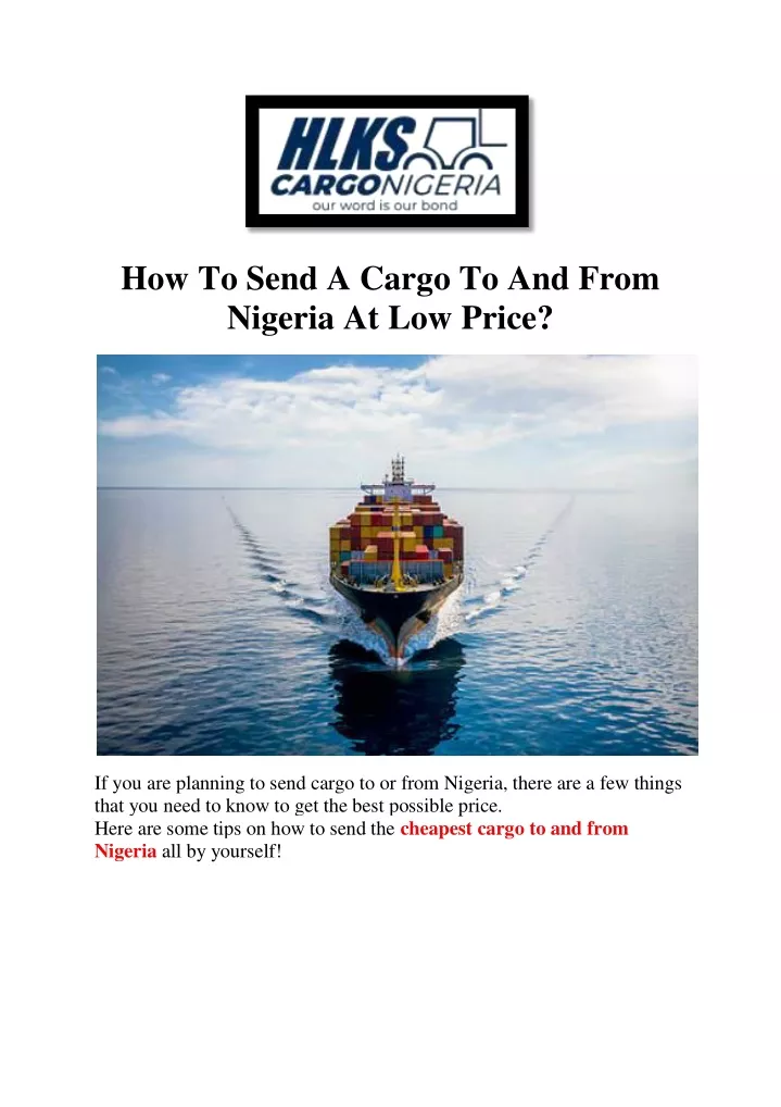 how to send a cargo to and from nigeria
