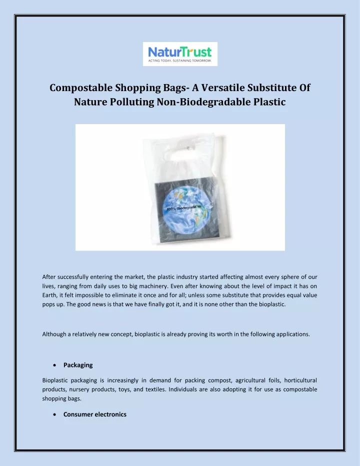 compostable shopping bags a versatile substitute