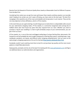 receive from the rewards of premium quality brass