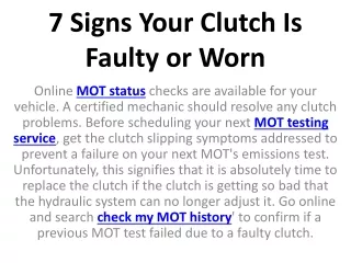 7 signs your clutch is faulty or worn