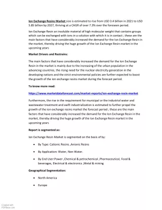 ion exchange resins market size is estimated