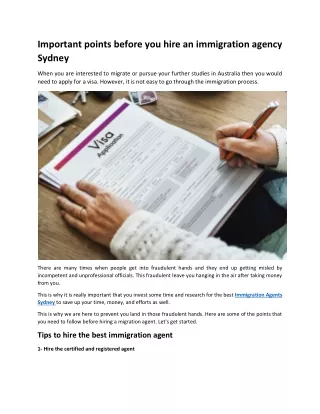 Important Points Before You Hire An Immigration Agency Sydney