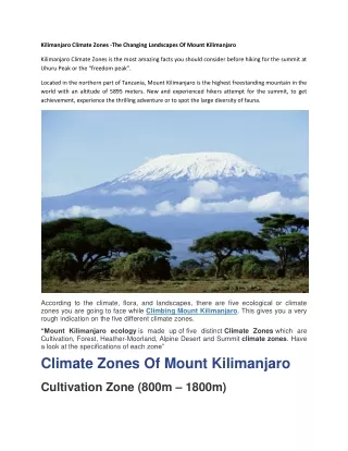 kilimanjaro climate zones the changing landscapes