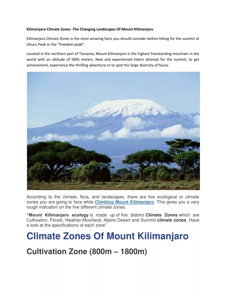 kilimanjaro climate zones the changing landscapes