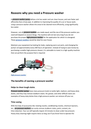 reasons why you need a pressure washer