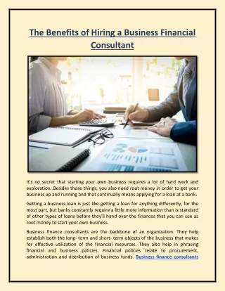 The Benefits of Hiring a Business Financial Consultant