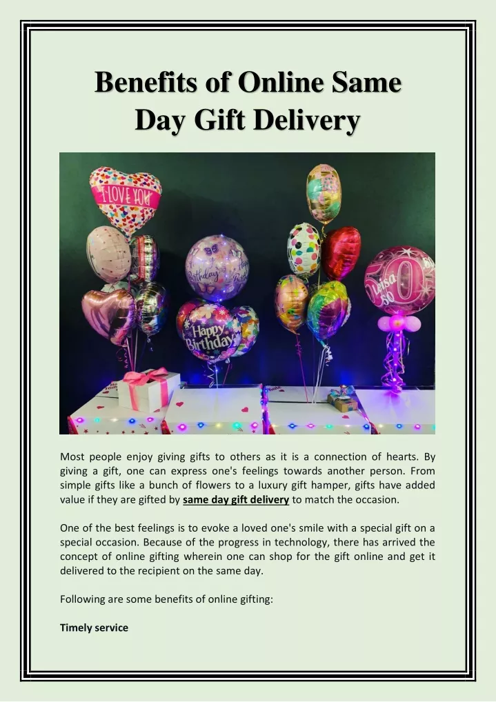 benefits of online same day gift delivery