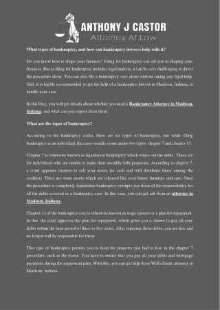 what types of bankruptcy and how can bankruptcy