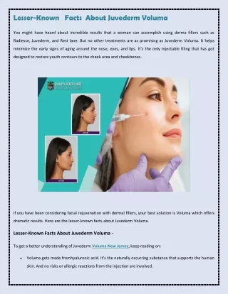 lesser known facts about juvederm voluma