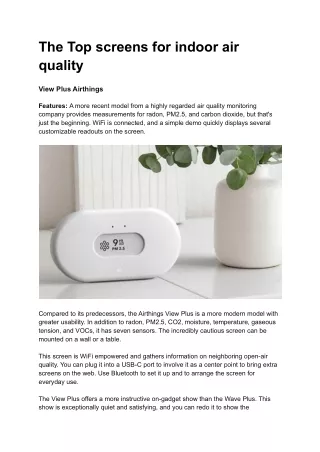 the top screens for indoor air quality