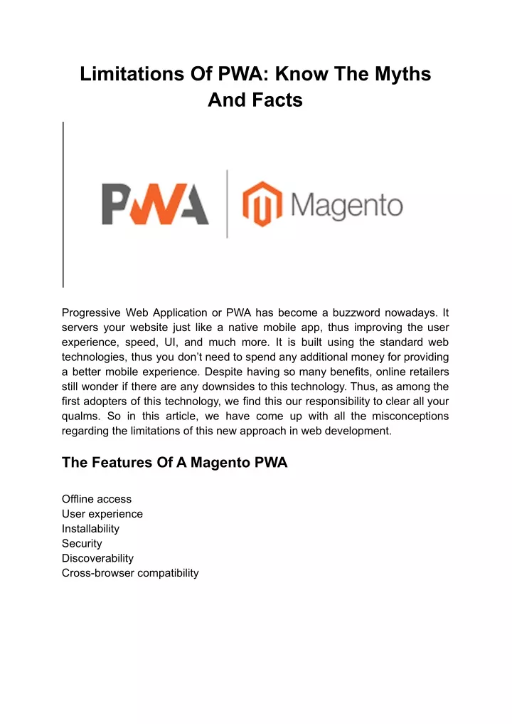 limitations of pwa know the myths and facts