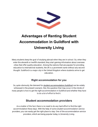 advantages of renting student accommodation