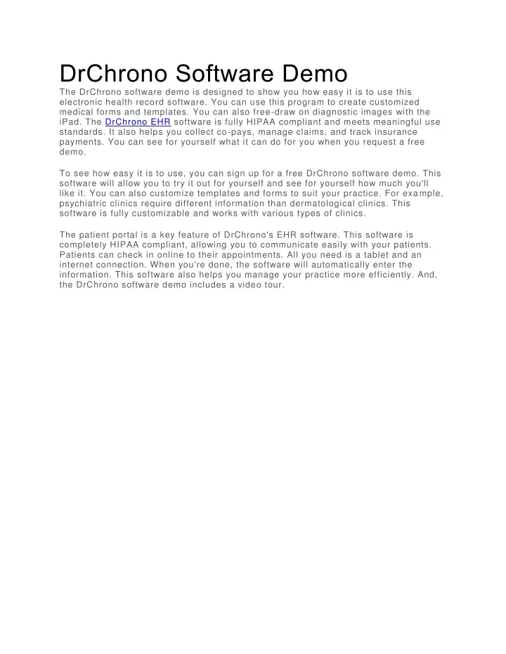 drchrono software demo the drchrono software demo