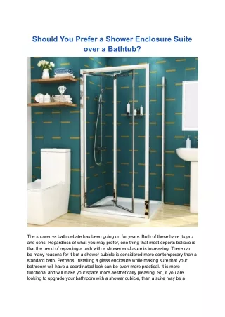 should you prefer a shower enclosure suite over