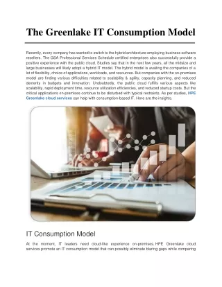 What Is The Greenlake IT Consumption Model