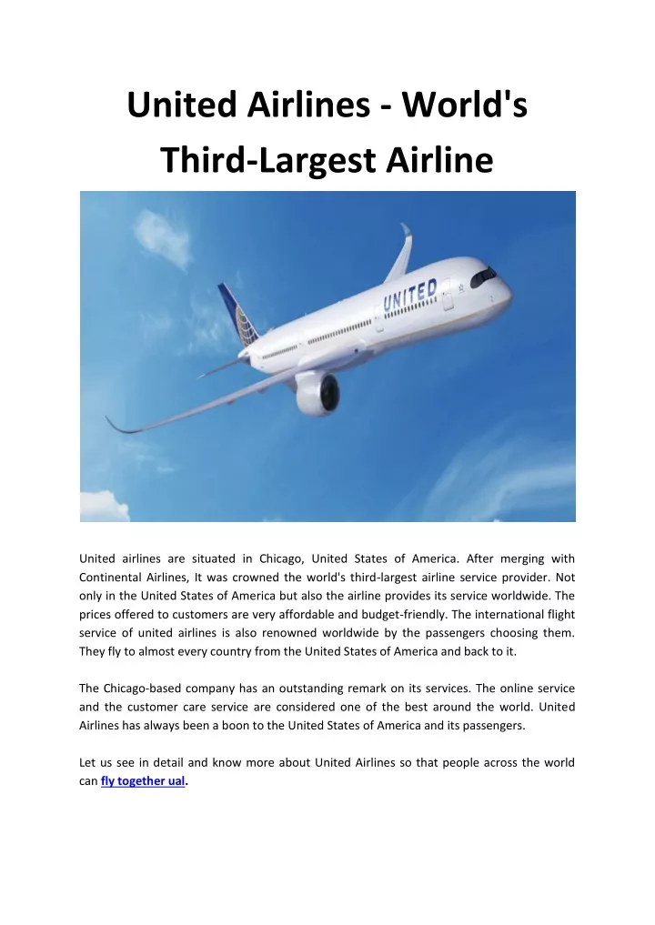 united airlines world s third largest airline