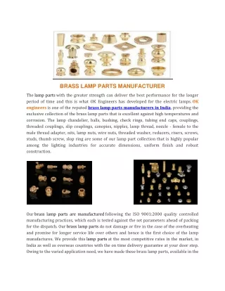 brass lamp parts manufacturer