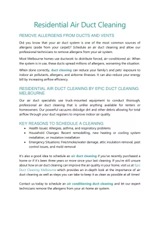 residential air duct cleaning