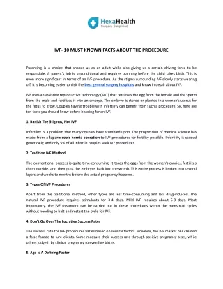 ivf 10 must known facts about the procedure