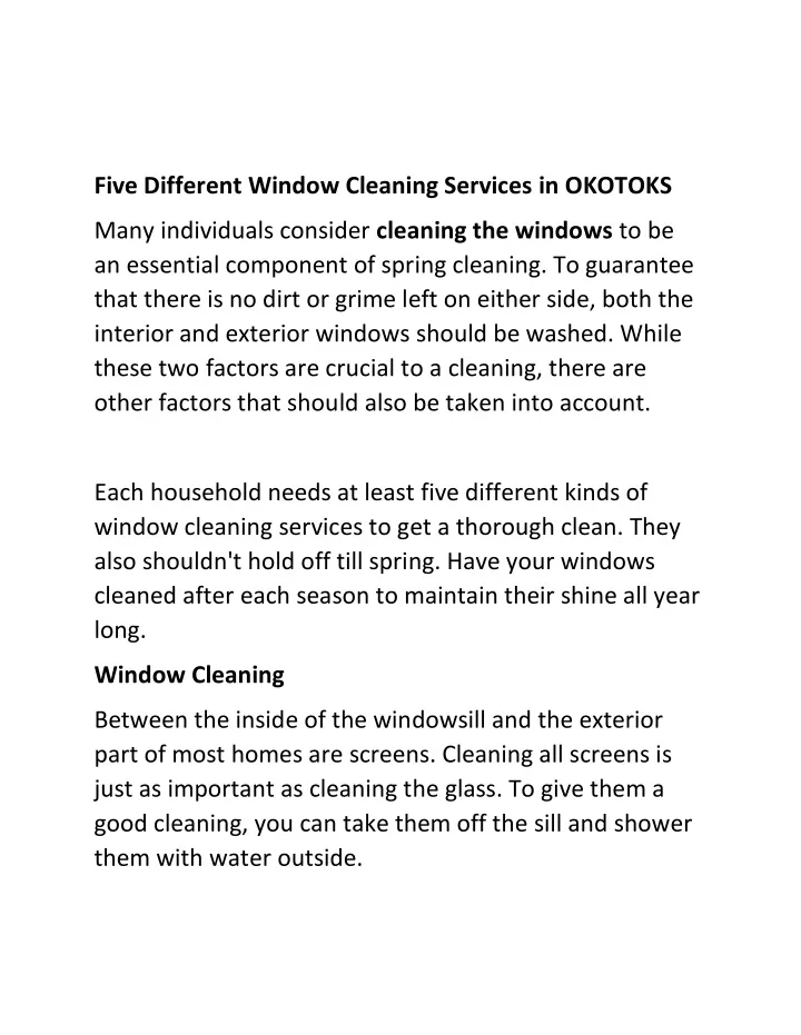 five different window cleaning services in okotoks