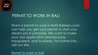 Permit To Work In Bali  Balizero.com