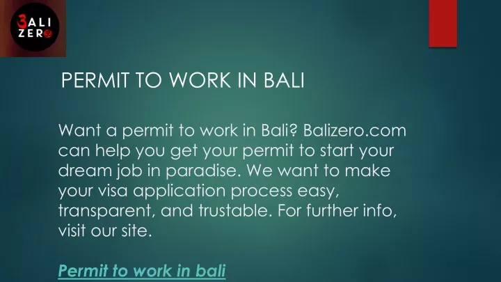 permit to work in bali