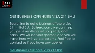Get Business Offshore Visa 211 Bali  Balizero.com