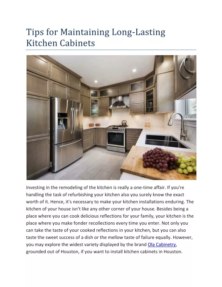 tips for maintaining long lasting kitchen cabinets