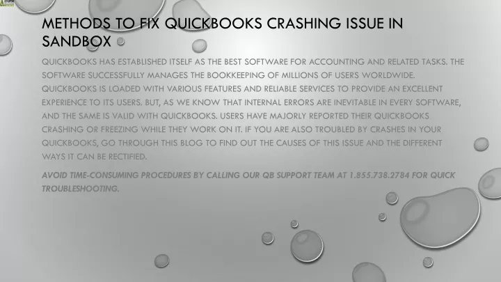 methods to fix quickbooks crashing issue in sandbox