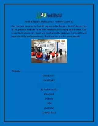 forklift repairs melbourne forklift4u com au
