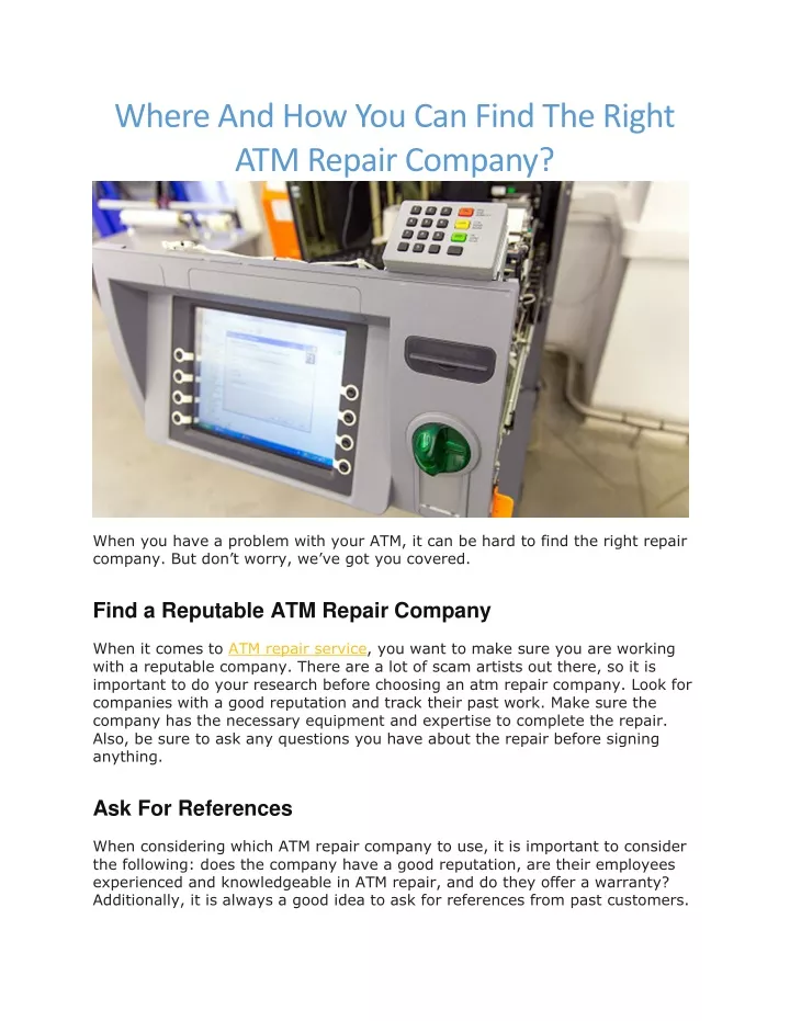 where and how you can find the right atm repair