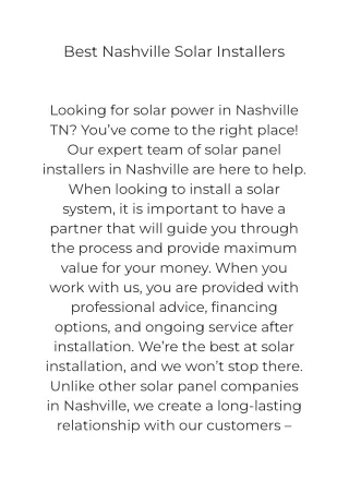 Best Nashville Solar Installers