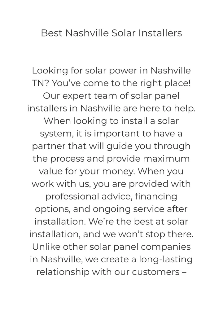 best nashville solar installers