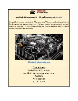 Mechanic Whangaparaoa | Mcmahonautomotive.co.nz