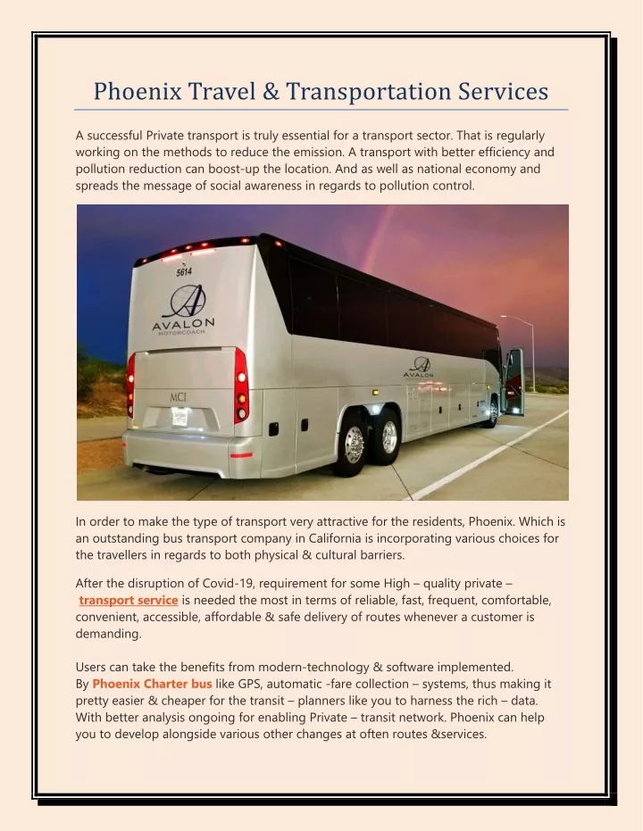 phoenix travel transportation services