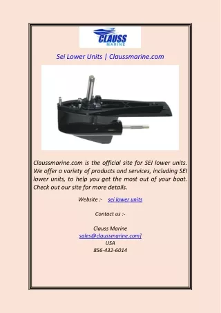 sei lower units claussmarine com