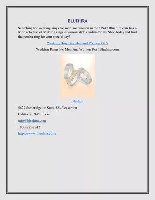 Wedding Rings For Men And Women Usa  Bluehira.com
