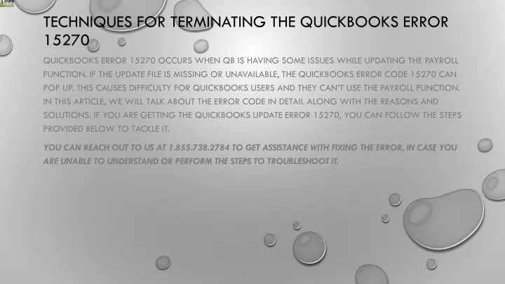 techniques for terminating the quickbooks error 15270