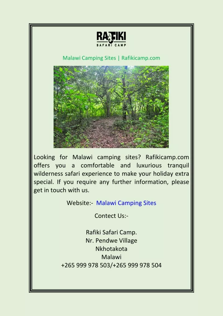 malawi camping sites rafikicamp com