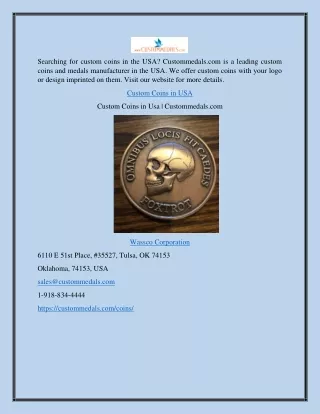 Custom Coins in Usa | Custommedals.com