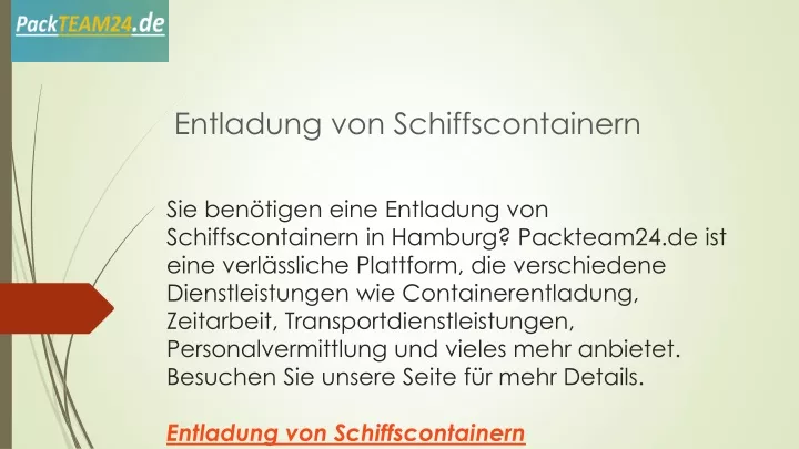 entladung von schiffscontainern