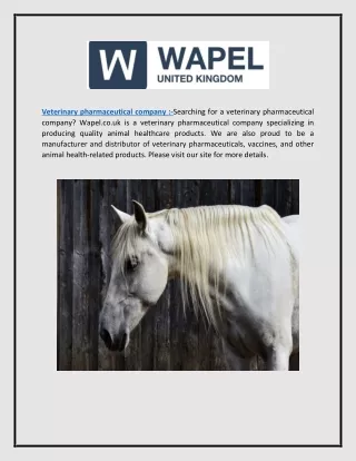 Veterinary Pharmaceutical Company  Wapel.co.uk