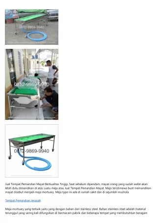 jual tempat pemandian mayat berkualitas tinggi