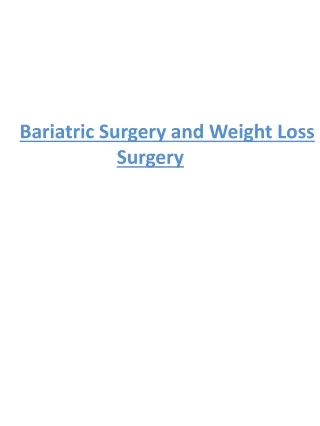 bariatric surgery and weight loss surgery